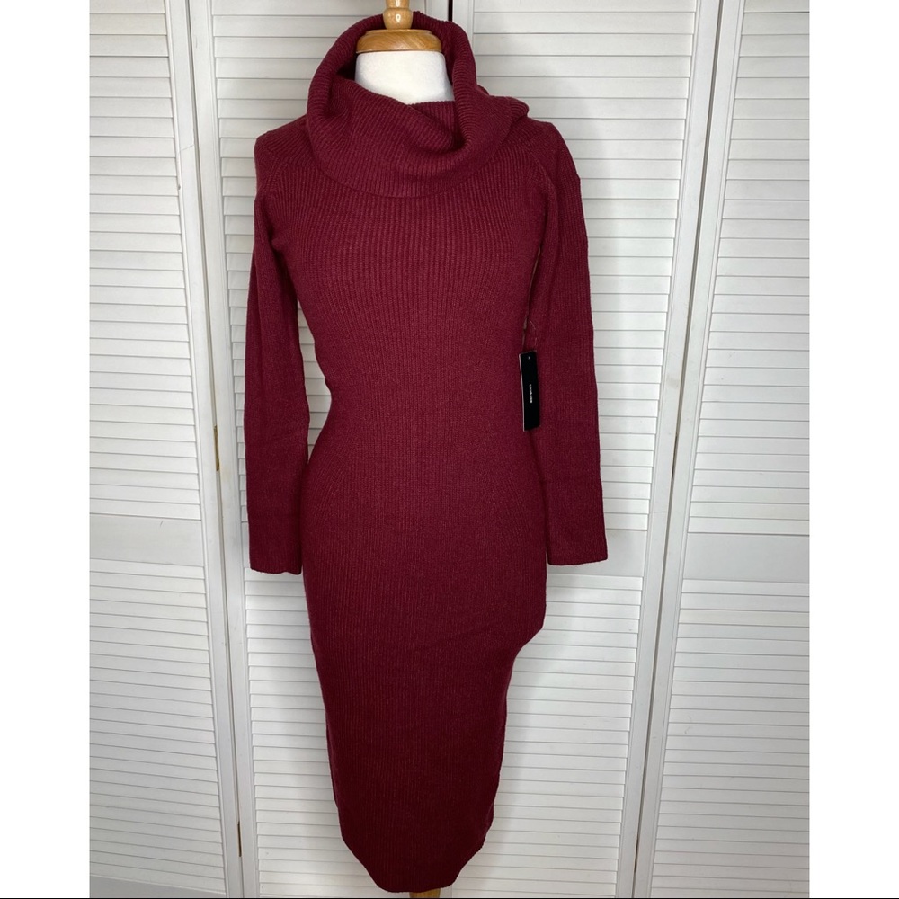 NWT Lulus red long sleeve cowl neck sweater dress